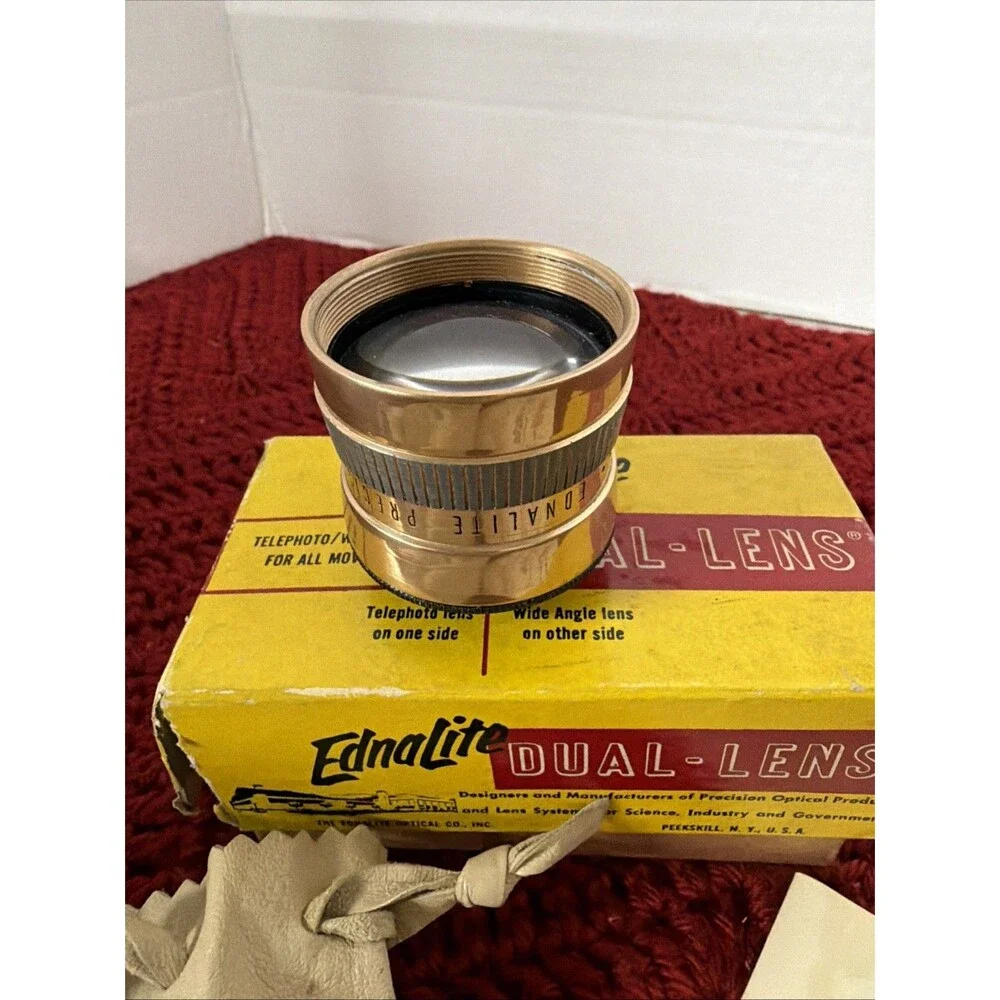 Vintage EDNALITE DUAL-LENS Telephoto/Wide Angle Lens For All Movie Cameras w/Box